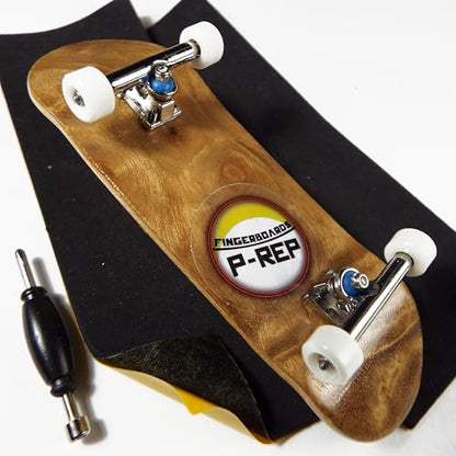 P-REP V2 Pro Performance Complete Wooden Fingerboard kit with Urethane Wheels and Bushings 32mm - Burl - color: Burl