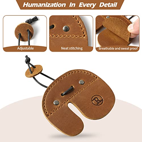 Ringsun Leather Archery Finger Tabs,Handmade Archery Finger Guard for Shooting Practice Gear, Recurve Bow Fingers Tab - color: Yellow Brown