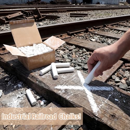 72 Pcs Large 4 x 1 Inch Railroad Chalk Tapered Temporary Marking White Chalk for Railways, Construction Sites, Freight Logistics, Sidewalks, Trains - color: White