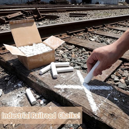 72 Pcs Large 4 x 1 Inch Railroad Chalk Tapered Temporary Marking White Chalk for Railways, Construction Sites, Freight Logistics, Sidewalks, Trains - color: White