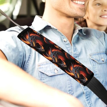 2 Pack Horror Fire Dragon Car Seat Straps Shoulder Pads Soft Padded Shoulder Harness Cover for Adult Use, Stroller Pushchair High Chair, Pressure Relief - color: Pattern 811