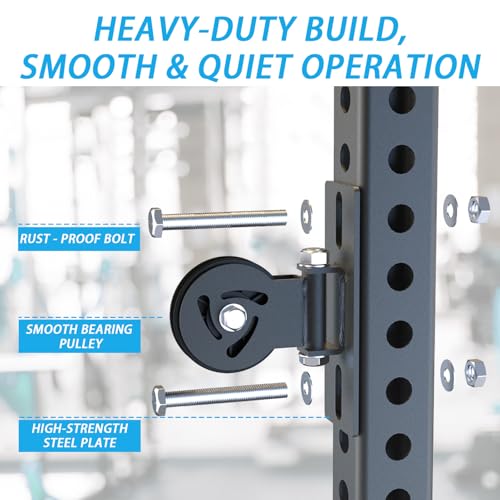 J Bryant Pulley System for Power Rack - Fits 5/8" Hole Size, Cable Pulley Attachment for 2x2, 2x3, 3x3 Racks, Heavy Duty LAT Pulldown, DIY Cable Machine Accessories, Gym Equipment