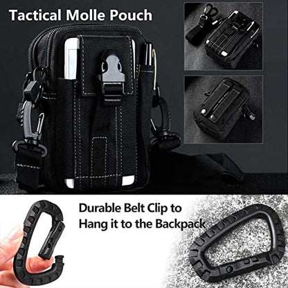 ofone Small Tactical Molle Pouch, Military Waist Pouch EDC with Smartphone Holster Holder Utility Gadget Belt Bag for Outdoor - color: Black