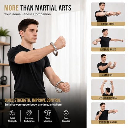 ZooBoo 2pcs Wing Chun Stainless Weighted Steel Training Rings | Pair Of Stainless Steel Rings, Yeung Sau Training, Sticky Hands Practice, Wing Chun, Wing Tsun, Siu Lim Tao, Grip Strength - size: Diameter 9.5 CM (3.74 inches)