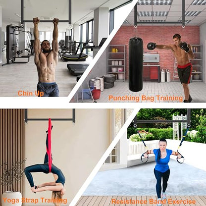 Ceiling Mounted Pull Up Bar, 700 LBS Heavy Duty 4 Adjustable Pull Up Bar, 24" Rafter Pull Up Bars, Ceiling Joist for Garage/Gym/Basement with Comfortable Grip & Round Anchors