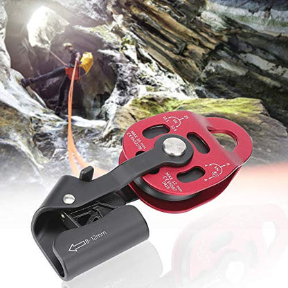 Rock Climbing Pulley, Heavy Duty 4KN Single Rope Pulley Block Aviation Aluminum Pulley Wheel for 8-12mm Rope Lifting Device