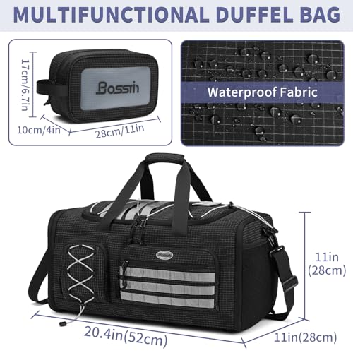 Bosstin Gym Bag for Men & Women,45L Travel Duffle Sports Duffel Bag Gym Weekender Overnight Backpack with Shoe Compartment (BLACK CHECKERED) - color: BLACK CHECKERED