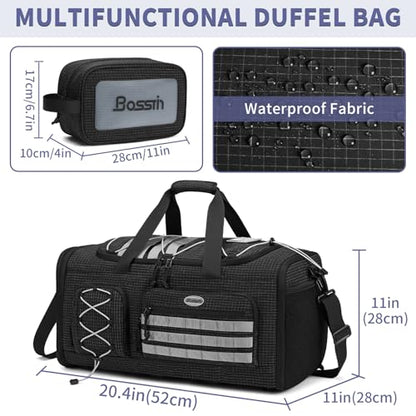Bosstin Gym Bag for Men & Women,45L Travel Duffle Sports Duffel Bag Gym Weekender Overnight Backpack with Shoe Compartment (BLACK CHECKERED) - color: BLACK CHECKERED