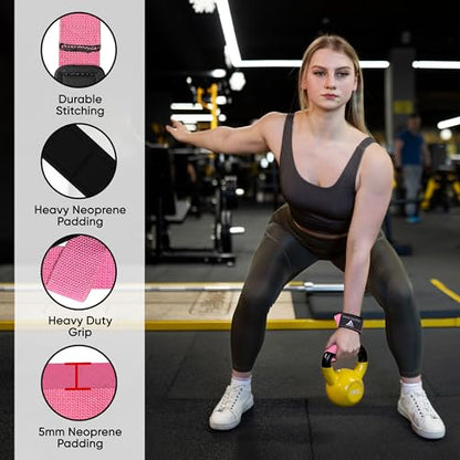 Weight Lifting Straps,Powerlifting Deadlifting, Anti Slip 60CM Hand Bar Grip, 5MM Neoprene Wrist Support, Heavy Duty Weightlifting Bodybuilding Workout - color: Pink