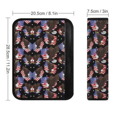 2 Pack American Flag Eagle USA Independence Day Car Seat Belt Pad Breathable Shoulder Harness Cover for Adult Use, Stroller Pushchair High Chair, Pressure Relief - color: Pattern 22
