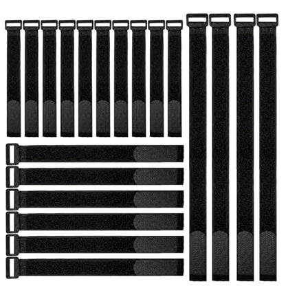 Ysenchan Hook & Loop Straps (20 Pack), Reusable Adjustable Nylon Cinch Cable Straps, Heavy Duty Hook and Loop Fastening Cable Ties for Cords & Cable Management – 1” x (8"-12"-18"), Black - size: (8-12-18) Inch