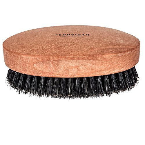 Fendrihan Genuine Boar Bristle and Pear Wood Military Hair Brush, Made in Germany MEDIUM STIFF BRISTLE - color: Light Brown