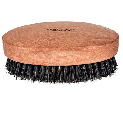 Fendrihan Genuine Boar Bristle and Pear Wood Military Hair Brush, Made in Germany MEDIUM STIFF BRISTLE - color: Light Brown