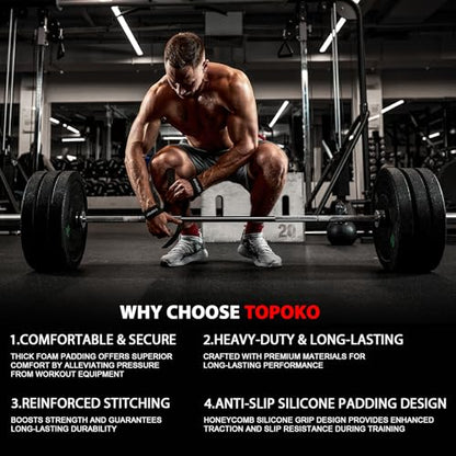 TOPOKO Lifting Wrist Straps for Weightlifting, Deadlifts, Powerlifting & Strength Training – 21.2” Cotton Workout Straps with Neoprene Padding & Non-Slip Hex Grip – Gym Straps for Men & Women