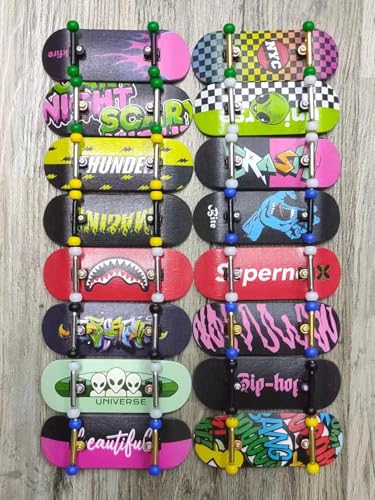 LEEFAI Professinal Fingerboard Complete 34mmx96mm Maple Wood 5 Layers Wood UV Printing Alien Deck-The Beginner Board with Professional Single AxleTrucks and Ball Bearing Wheels