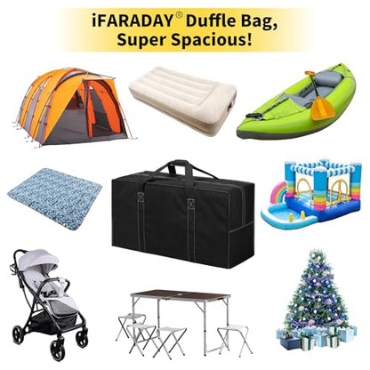 iFARADAY 130L Extra Large Travel Duffle Bag, 35 inch, Black