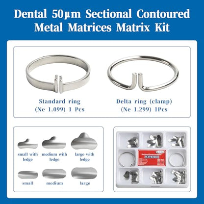 1.398 Dental Matrix Bands Soft Metal Sectional Contoured Matrices Kit | Stainless Steel, Sectional Contoured Metal, With Ledges, Assorted Sizes, Soft Metal - style: No1.398