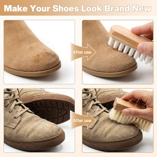 3Pcs Suede Shoe Brush Crepe Applicators Nubuck Leather Cleaner Shoes Shine Dauber Set with Cleaning Eraser Cloth(Style B) - style: Style B
