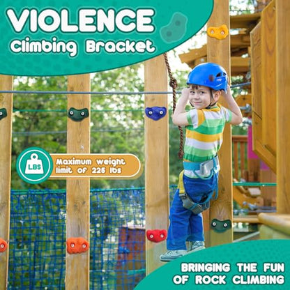 CMOOD Rock Climbing Holds, Rock Climbing Wall for Kids Rock Wall Climbing Kit for Indoor Outdoor Playground Play Set with Mounting Screws, Knotted Rope and 25 Handles