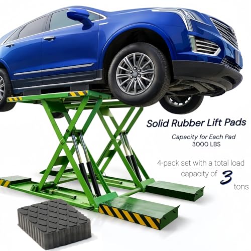 Anti-Skid Solid Rubber Auto Lift Pads – 4 Pack Heavy Duty Lift Blocks for Floor Jacks, Jack Stands & Car Lifts, 3000 Lbs Loading Capacity, 6.3" x 4.7" x 1.6" Size for Frame Protection - size: 6.3" x 4.7" x1.6"