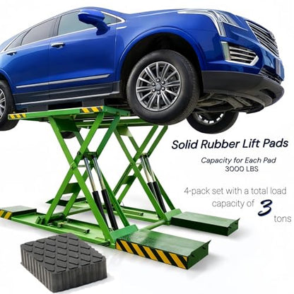 Anti-Skid Solid Rubber Auto Lift Pads – 4 Pack Heavy Duty Lift Blocks for Floor Jacks, Jack Stands & Car Lifts, 3000 Lbs Loading Capacity, 6.3" x 4.7" x 1.6" Size for Frame Protection - size: 6.3" x 4.7" x1.6"