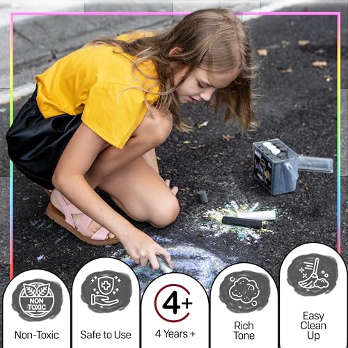 Loddie Doddie Bright White Sidewalk Chalk, Easy Grip, White Chalk, 20 Pack | Tapered Grip for Small Hands, Low Dust Formula, No Roll, Reusable Chalk Bucket, Sidewalk Chalk for Kids - color: White