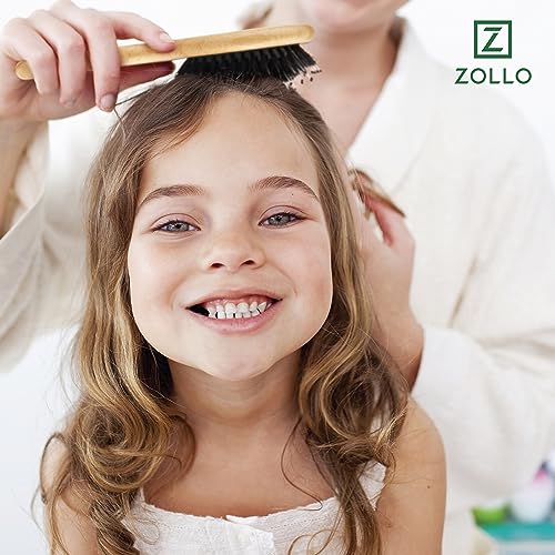 Natural Boar Bristle Hair Brush mini size, portable, easy carry for Women, Men, Kids; Dry and Wet Detangling Hair Brush Gently Enhances Shine, for Fine and Straight, Thick and Curly Hair