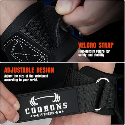 Weight Lifting Wrist Straps, Gym Straps Weight Lifting for Deadlift and Powerlifting, Double Layer Leather Wrist Wraps with Padded Cushion Wrist Loop, Weightlifting Grips for Men and Women - color: Black