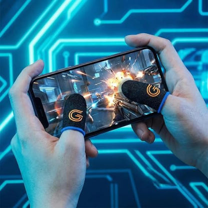 16-Pack Gaming Finger Sleeves for Mobile Gaming & Touchscreen | Carbon Fiber Material, High Sensitivity, Anti-Slip, Breathable, Ideal for Sweaty Hands, PUBG & COD Mobile - color: Mixed Blue& Black