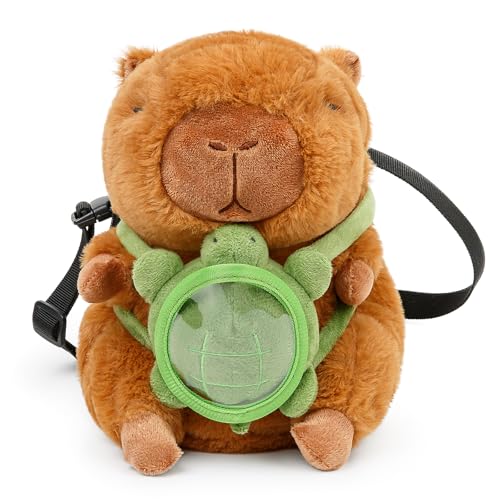 Capybara Rock Climbing Chalk Bag, Fun Animal Plush Chalk Bag for for Indoor & Outdoor Climbing for Climbers - color: Brown capybara with turtle