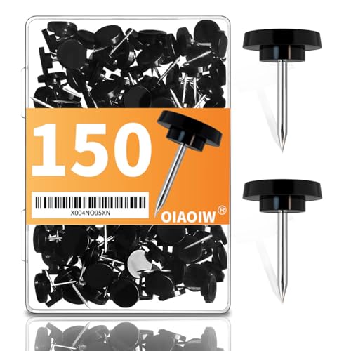 150 PCS Black Flat Push Pins for Wall Thumb Tacks for Walls Flat thumbtacks Push pin for Bulletin Board Shadow Box Display Thumbtack for Cork Board - color: Black