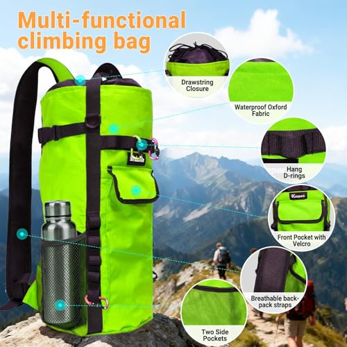 Climbing Rope Bag,Large Capacity Arborist Tree Rope Storage Bag,Waterproof Outdoor Rock Climbing Gear Bag - color: Green
