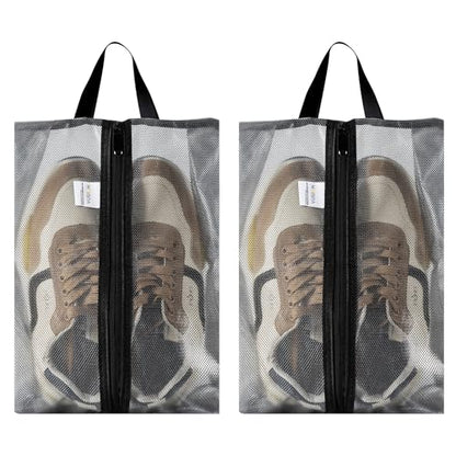 VUSIGN Travel Shoe Bag, Water-Resistant Shoe Pouch for Gym and Sport, Odor-Resistant Soccer Cleats Bag (Gray, 2-Pack) - size: Standard Size, style: 2 Pc