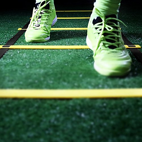 Speed Training Ladder, Portable Footwork Exercise Tackle for Football Soccer Sports (5.5m10 - Rung-Yellow)