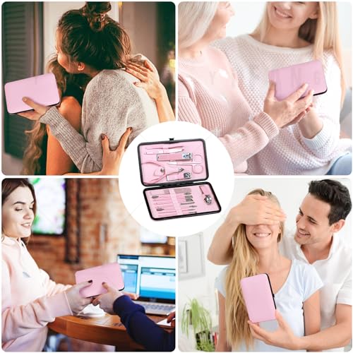 Manicure Set Pedicure Kit Nail Clippers Set Fingernail Clipper Set Ingrown Toenail Nail Kit Scissor Nail Trimmer Kit 15 Pieces Travel Nail Kit Care Grooming Tools with Fine Case Fine GIF (Pink_15in1) - color: Pink_15 in 1