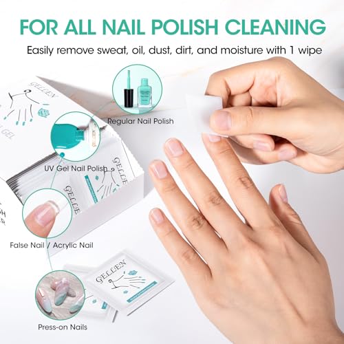 GELLEN Nail Cleanser Pads, 200 Pack Alcohol Prep Pads Individually Wrapped | Nail Cleanser Wipes Remove Tacky Residue, Lint-free Glossy Wipes for Acrylic/Builder/Gel Polish Travel for Perfect Manicure - size: 200PCS