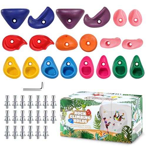TOPNEW 20PCS Rock Climbing Holds for Kids, Climbing Rocks for Play Set, Swingset - Adult Rock Wall Holds with Mounting Hardware for Indoor Outdoor, Bright Color - style: 20 Pcs-Multicolor Color