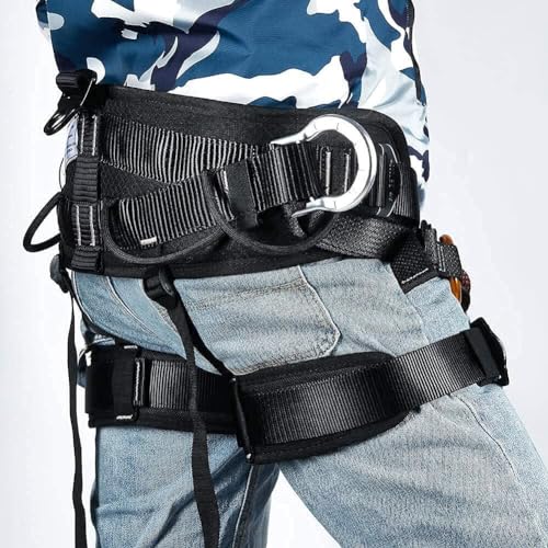 Climbing Seat Belt, Caving, Rock Climbing and Rappelling Equipment, Body Guard Protect, Rappelling Rescuing Equip - color: Half-body Black