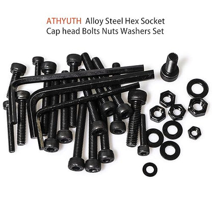 Metric Socket Head Cap Screws & Bolts Assortment Kit, M3 M4 M5 Machine Screws Nuts & Washers Set, 840PCS Grade12.9 Alloy Steel Kit
