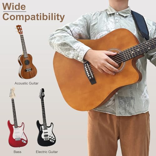 Guitar Straps for Electric Guitar Bass, Smooth Guitar Strap, 3" Wide Padded Straps with 3D Sponge Filling, Comes with 4 Picks + 2 Strap Locks + 1 Headstock Tie + 1 Tie Rope, Dark Blue - color: Smooth Deep Blue