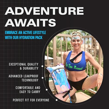 Sojourner Rave Hydration Pack - Hydration Backpack - Hydropack with 2L Bladder - Water Backpack for Festivals, Hiking, Running, Biking and More - color: Magic Mushroom