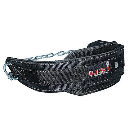 USI UNIVERSAL Dip Belt, DPL Dip Belts With Chain & Snap Hook, Padded Nylon & Metal Construction, Contoured Shape To Fit Around Waist, Weight Capacity (Dips) 60kg, 6" Padding
