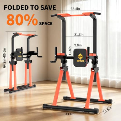 Z ZHICHI Foldable Pull-Up Dip Station Weight Capacity 400LBS - color: black