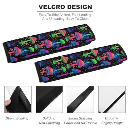 Soft Padded Seat Belt Cover for Girls and Boys, Stroller Pushchair High Chair, 2 Piece Glowing Mushroom Neon Shoulder Protector Anti-Slip Pad - color: Pattern 211