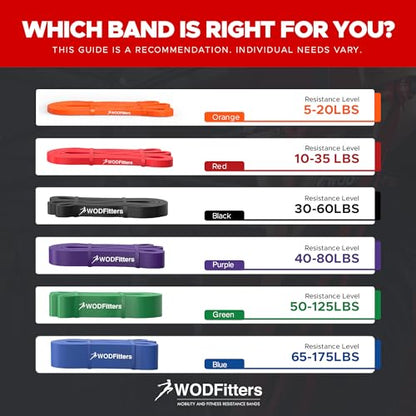 WODFitters Pro Series Pull-Up Assistance Bands – Premium Resistance Loop Bands for Assisted Pull Ups, Muscle Ups, Strength Training & Mobility – Durable Bands for Functional Fitness - color: #3 Purple 40-80 lbs