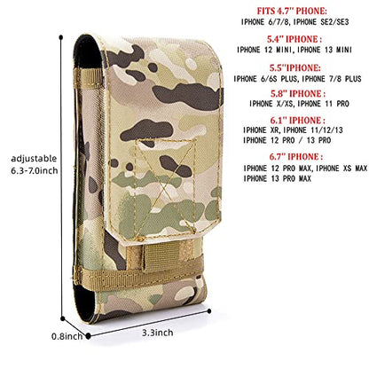 Universal Tactical MOLLE Holster Army Mobile Phone Belt Pouch EDC Security Pack Carry Accessory Kit Waist Bag Case Compatible iPhone 13 Pro X XS Max XR 7 8 6/6s Plus for Samsung Galaxy S10 S9 S8 Plus - color: #E (Big)