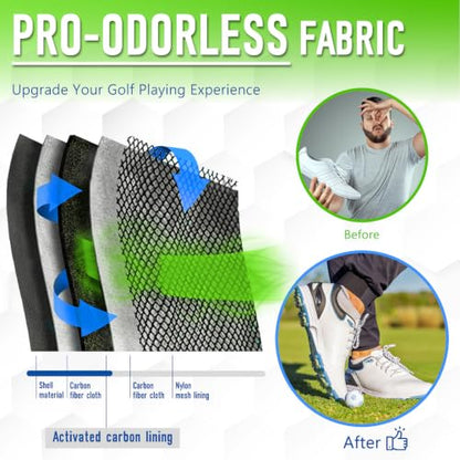 Smell Proof Shoe Cleat Bag for Travel Men - Golf Soccer Zippered Sport Shoe Carrier Bags with Ventilation & Side Pockets for Socks, Tees, Golf Balls; Golf Accessories Fathers Dad Day Gifts for Men