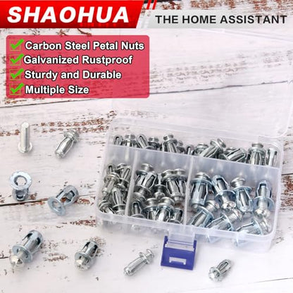 50 Sets Jack Nuts M4 M5 M6 M8 Petal Nuts Expansion Screws with Drywall Screw Gun Setter, Anchor Fasteners for Hollow Wall, Metal Sheet, Drywall, Aluminum Panel, Furniture, Automotive, Cars - size: A. M4 M5 M6 M8