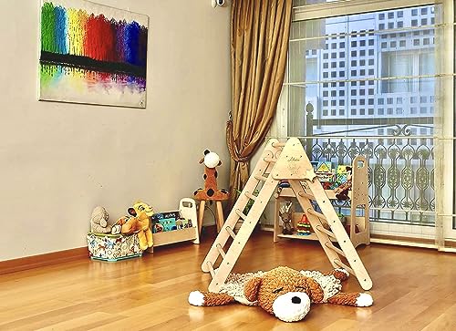 Montessori Wooden Climbing Triangle for Kids | Foldable Indoor Climbing Frame for Children & Toddlers | Wooden Playground Equipment (XLarge) - style: XLarge