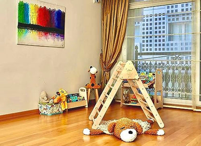 Montessori Wooden Climbing Triangle for Kids | Foldable Indoor Climbing Frame for Children & Toddlers | Wooden Playground Equipment (XLarge) - style: XLarge